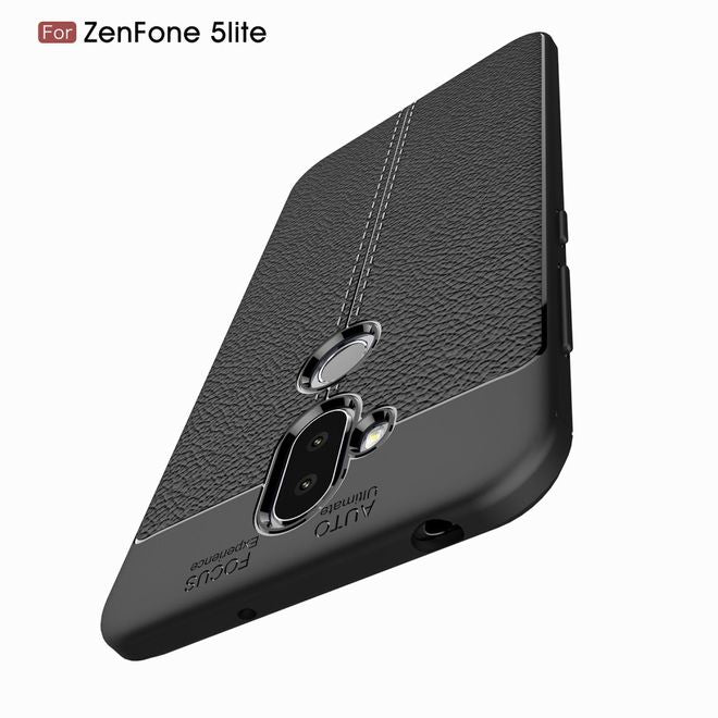 Asus Zenfone 5 Lite (ZC600KL) Handyhülle - TPU Softcase - mit Litchitextur - schwarz