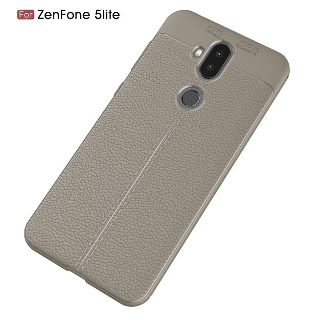 Asus Zenfone 5 Lite (ZC600KL) Handyhülle - TPU Softcase - mit Litchitextur - grau