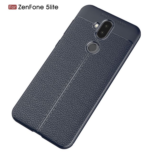 Asus Zenfone 5 Lite (ZC600KL) Handyhülle - TPU Softcase - mit Litchitextur - dunkelblau