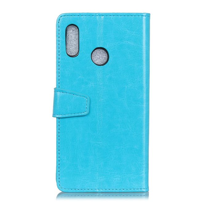 Wiko View 2 Pro Handyhülle - Crazy Horse Leder Case - mit Standfunktion - blau