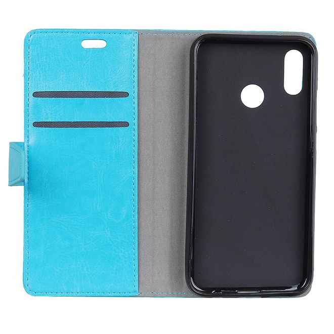 Wiko View 2 Pro Handyhülle - Crazy Horse Leder Case - mit Standfunktion - blau
