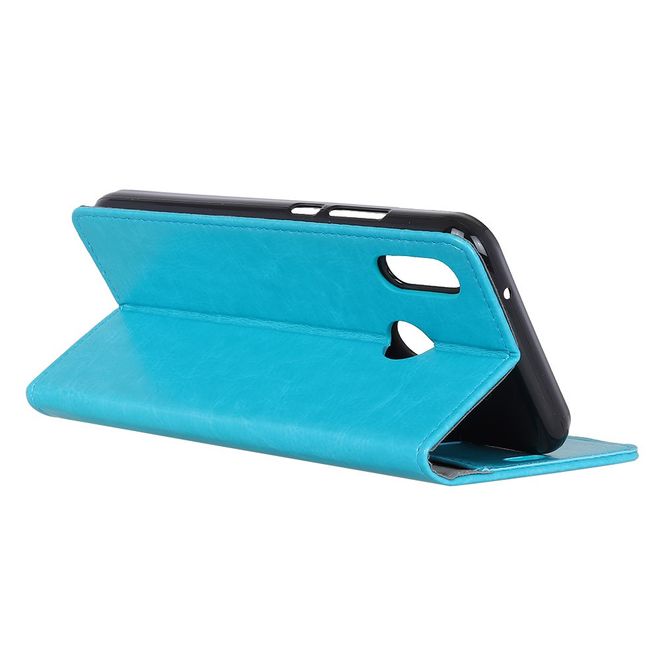 Wiko View 2 Pro Handyhülle - Crazy Horse Leder Case - mit Standfunktion - blau
