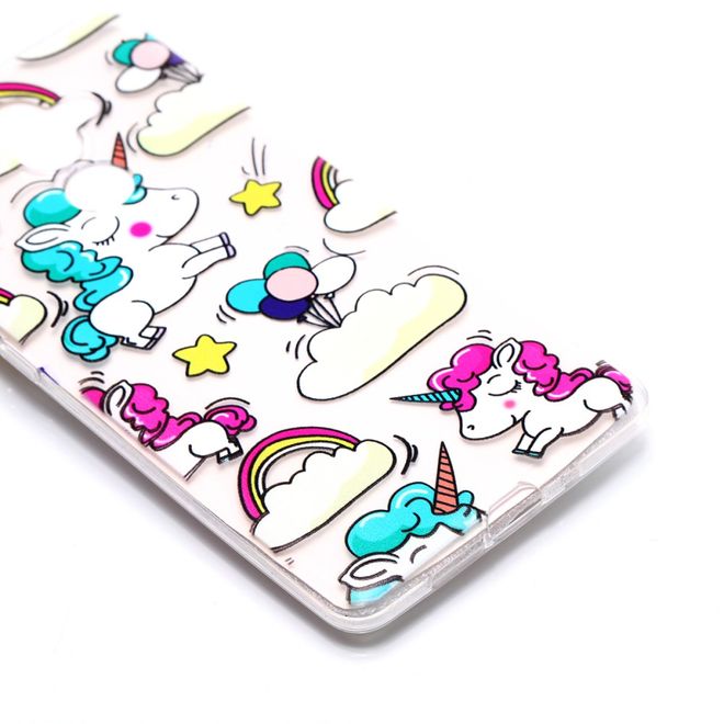 Nokia 7 Plus Handy Case - Hülle aus flexiblem TPU Plastik - Einhorn und Wolke