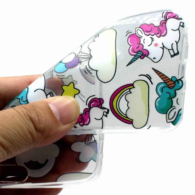 Nokia 7 Plus Handy Case - Hülle aus flexiblem TPU Plastik - Einhorn und Wolke