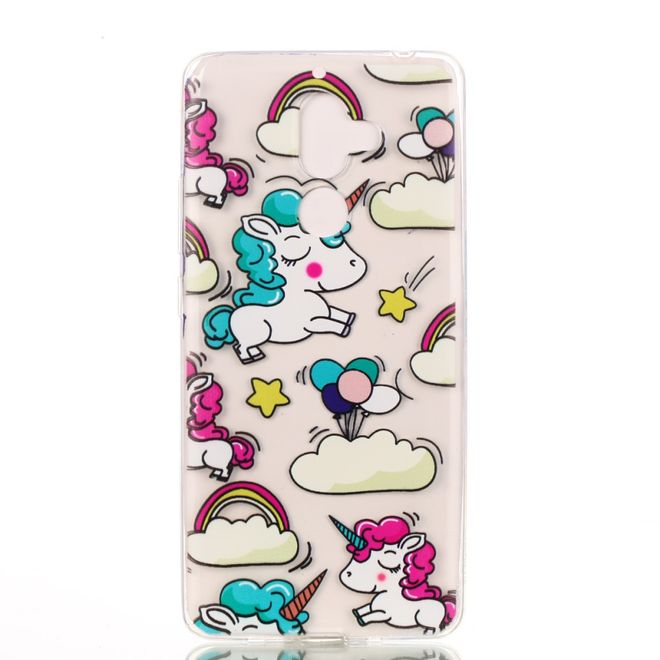 Nokia 7 Plus Handy Case - Hülle aus flexiblem TPU Plastik - Einhorn und Wolke