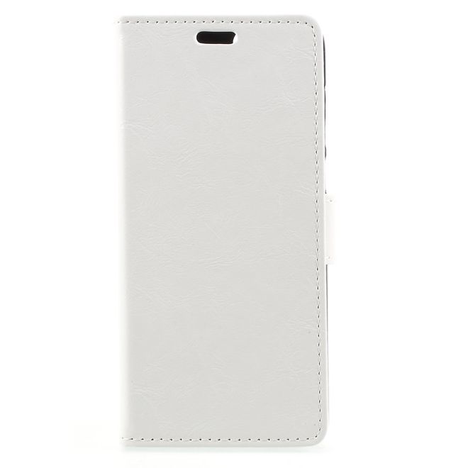 Huawei P Smart Handy Hülle - Crazy Horse Leder Case - mit Standfunktion - weiss