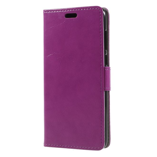 Huawei P Smart Handy Hülle - Crazy Horse Leder Case - mit Standfunktion - purpur