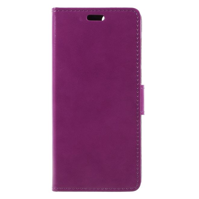 Huawei P Smart Handy Hülle - Crazy Horse Leder Case - mit Standfunktion - purpur