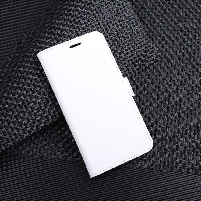 Huawei P Smart Handy Hülle - Crazy Horse Leder Bookcover - mit Visitenkartenfach - weiss