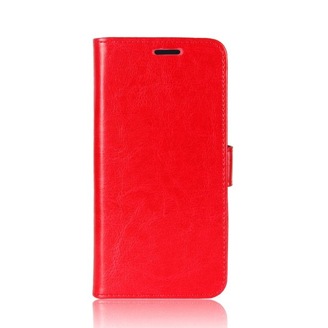 Huawei P Smart Handy Hülle - Crazy Horse Leder Bookcover - mit Visitenkartenfach - rot