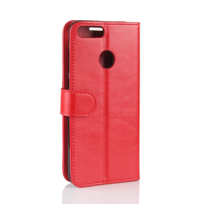 Huawei P Smart Handy Hülle - Crazy Horse Leder Bookcover - mit Visitenkartenfach - rot