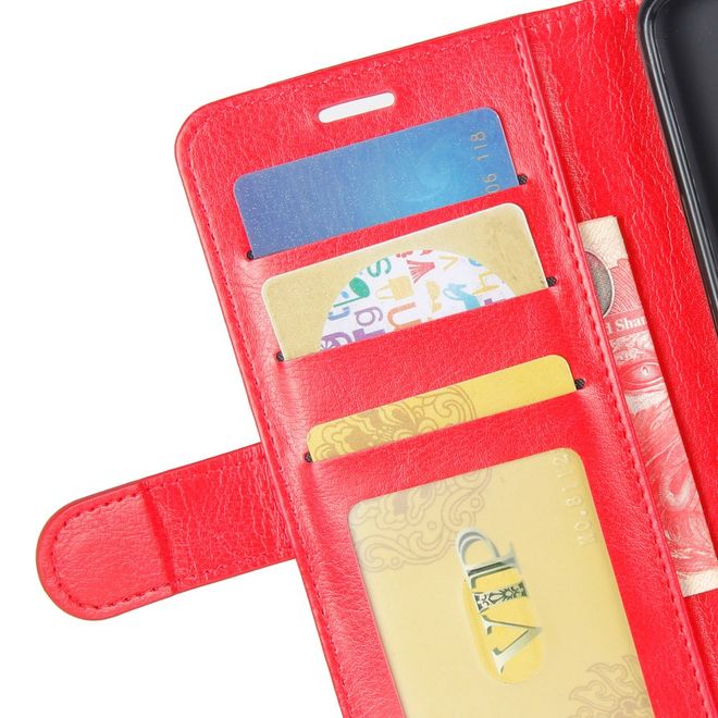 Huawei P Smart Handy Hülle - Crazy Horse Leder Bookcover - mit Visitenkartenfach - rot