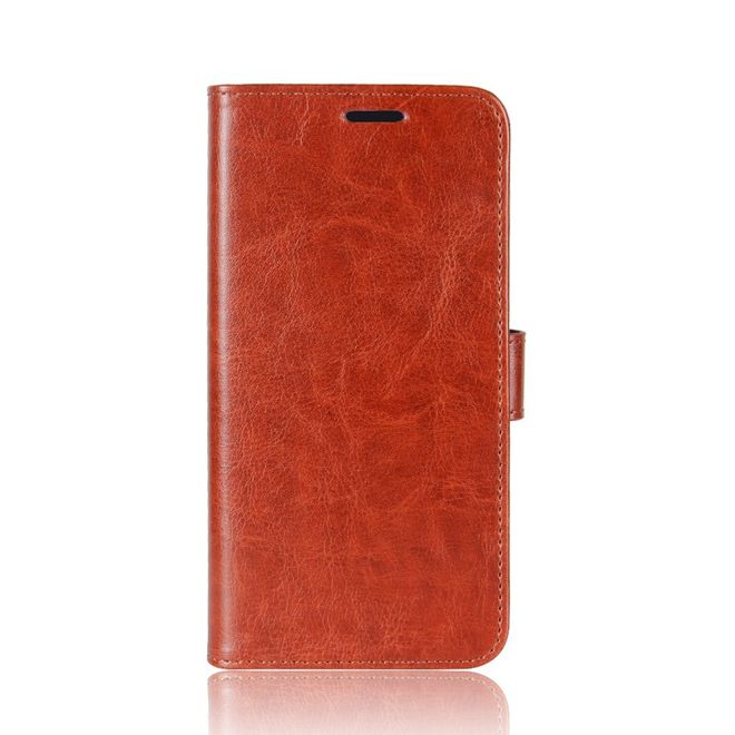 Huawei P Smart Handy Hülle - Crazy Horse Leder Bookcover - mit Visitenkartenfach - braun