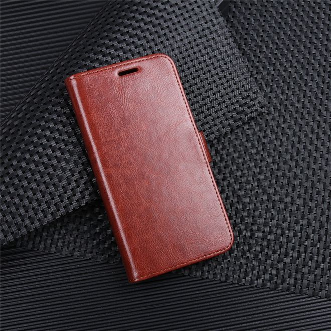 Huawei P Smart Handy Hülle - Crazy Horse Leder Bookcover - mit Visitenkartenfach - braun