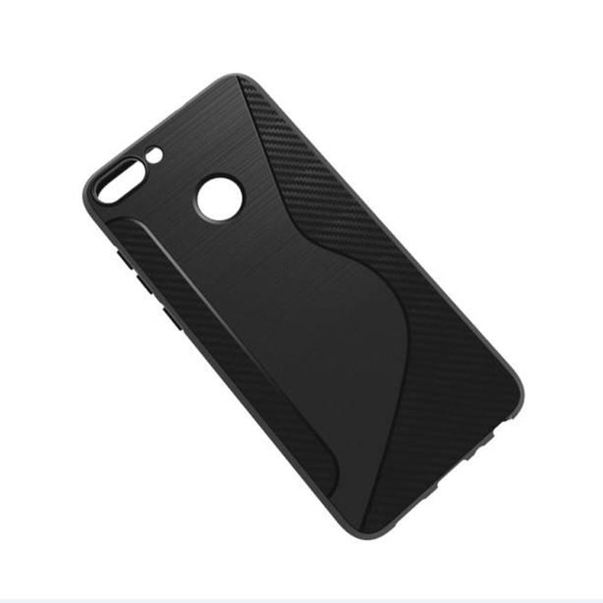 Huawei P Smart Handy Hülle - Elastisches TPU Plastik Softcase - S-Shape - schwarz