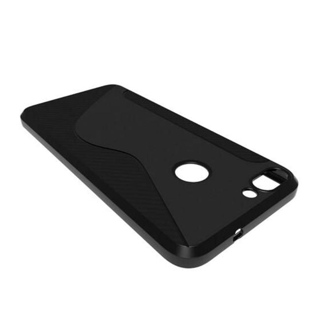 Huawei P Smart Handy Hülle - Elastisches TPU Plastik Softcase - S-Shape - schwarz