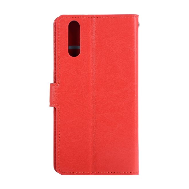Huawei P20 Pro Handy Hülle - Crazy Horse Leder Bookcover - mit Standfunktion - rot