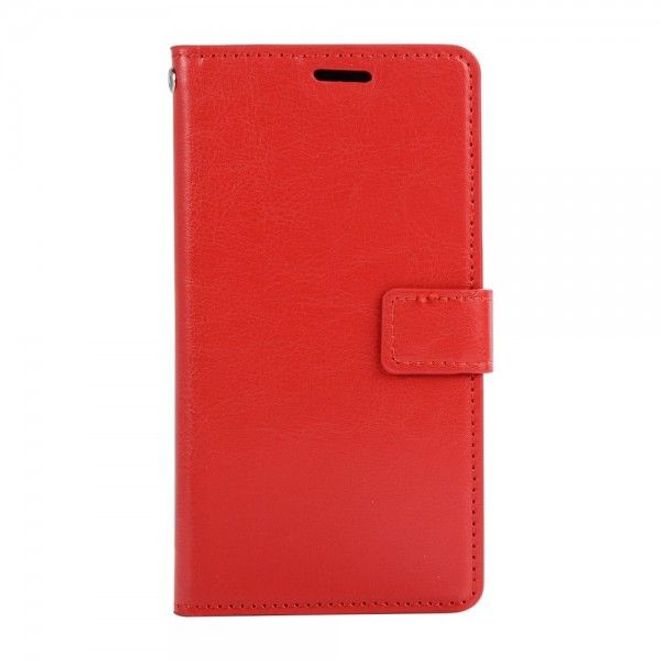 Huawei P20 Pro Handy Hülle - Crazy Horse Leder Bookcover - mit Standfunktion - rot
