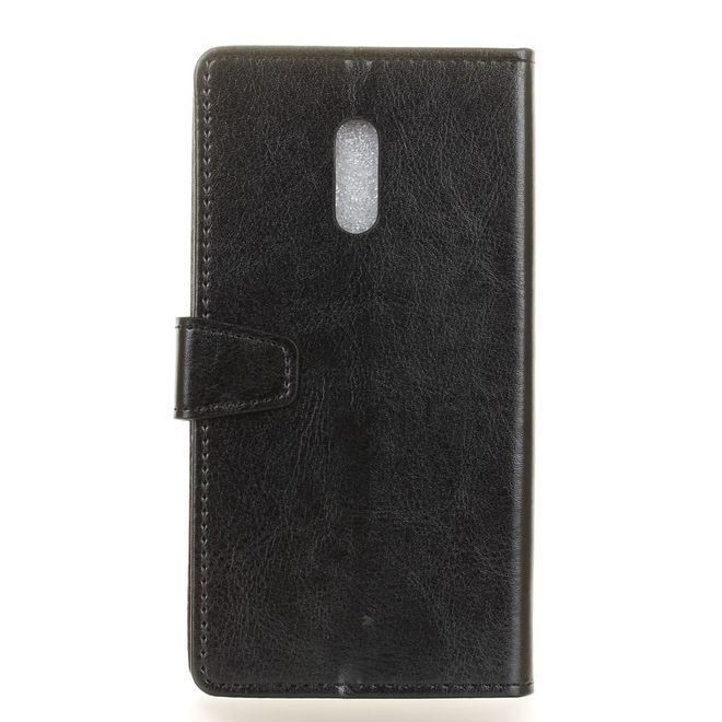 Alcatel 3 Handy Hülle - Crazy Horse Leder Case - mit Standfunktion - schwarz