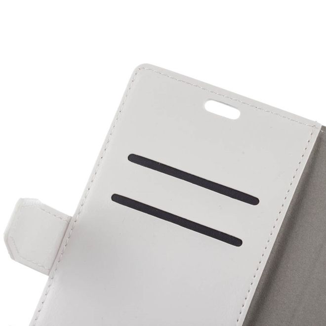 Alcatel 3 Handy Hülle - Crazy Horse Leder Case - mit Standfunktion - weiss