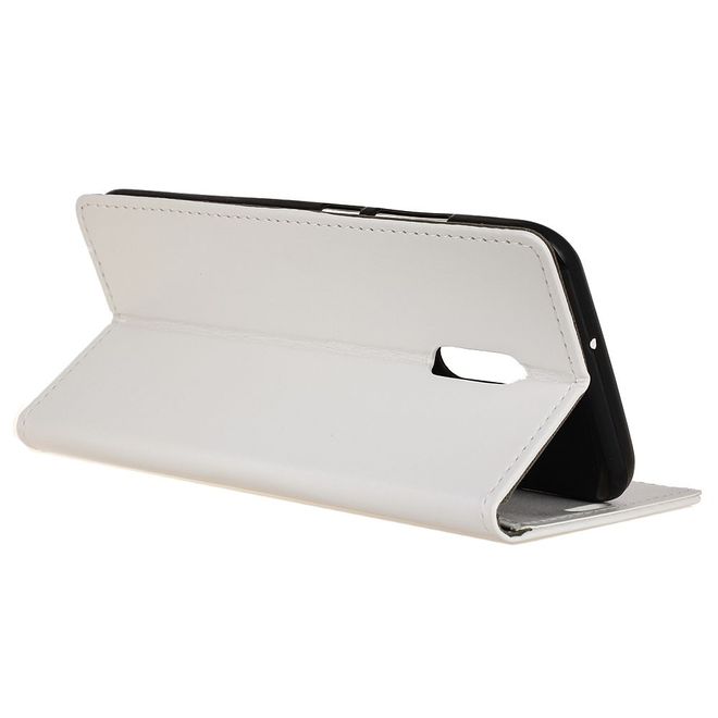 Alcatel 3 Handy Hülle - Crazy Horse Leder Case - mit Standfunktion - weiss