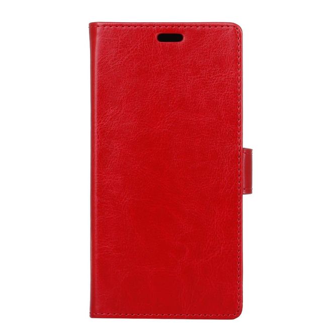 Alcatel 3 Handy Hülle - Crazy Horse Leder Case - mit Standfunktion - rot