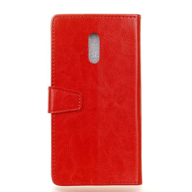 Alcatel 3 Handy Hülle - Crazy Horse Leder Case - mit Standfunktion - rot