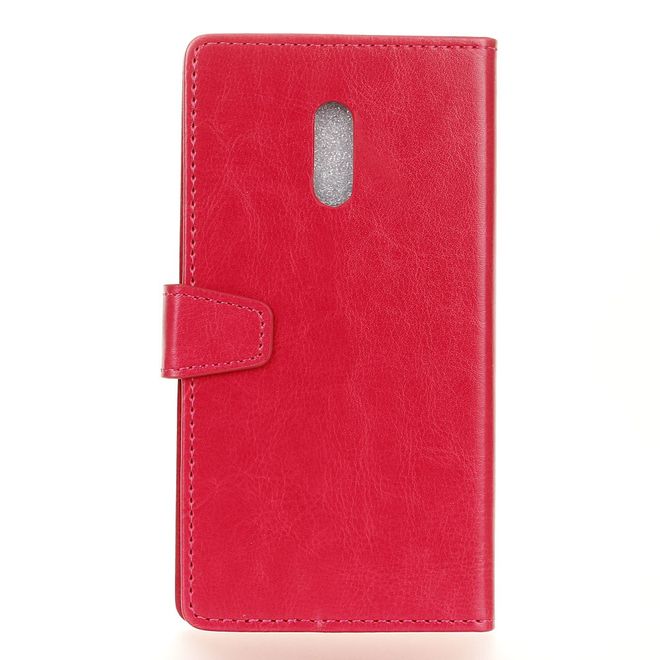 Alcatel 3 Handy Hülle - Crazy Horse Leder Case - mit Standfunktion - rosa