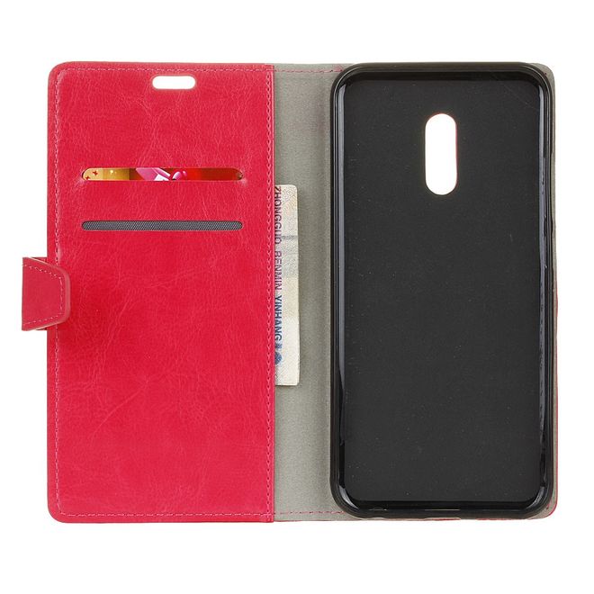 Alcatel 3 Handy Hülle - Crazy Horse Leder Case - mit Standfunktion - rosa