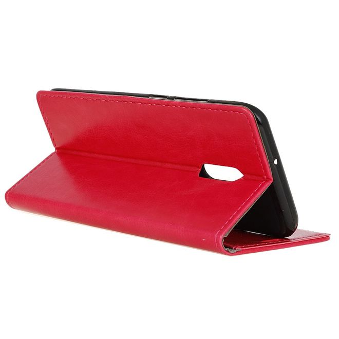 Alcatel 3 Handy Hülle - Crazy Horse Leder Case - mit Standfunktion - rosa
