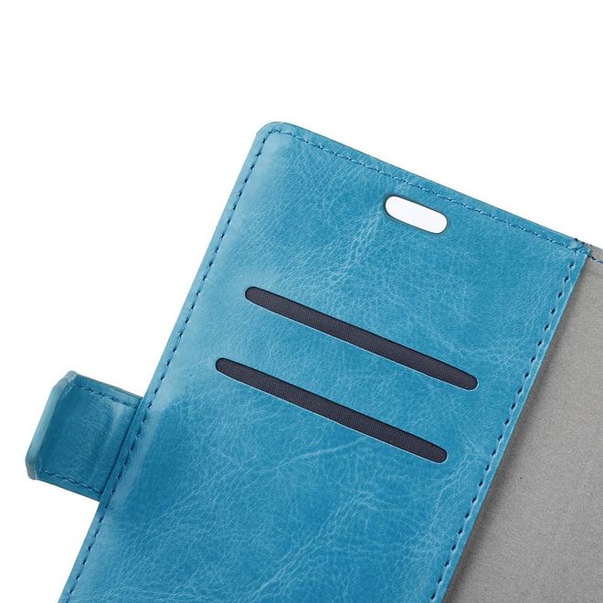 Alcatel 3 Handy Hülle - Crazy Horse Leder Case - mit Standfunktion - blau