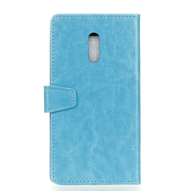 Alcatel 3 Handy Hülle - Crazy Horse Leder Case - mit Standfunktion - blau