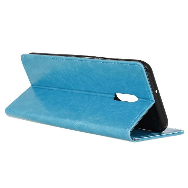 Alcatel 3 Handy Hülle - Crazy Horse Leder Case - mit Standfunktion - blau