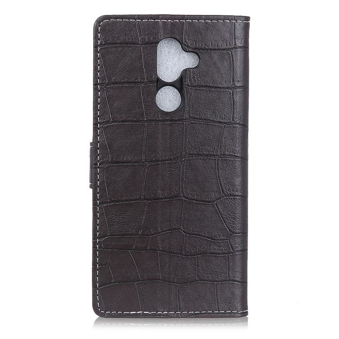 Alcatel 3X Handy Hülle - Case aus Leder - mit Krokodiltextur und Standfunktion - schwarz