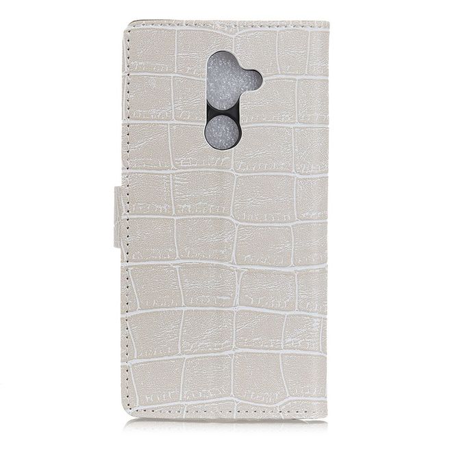 Alcatel 3X Handy Hülle - Case aus Leder - mit Krokodiltextur und Standfunktion - weiss