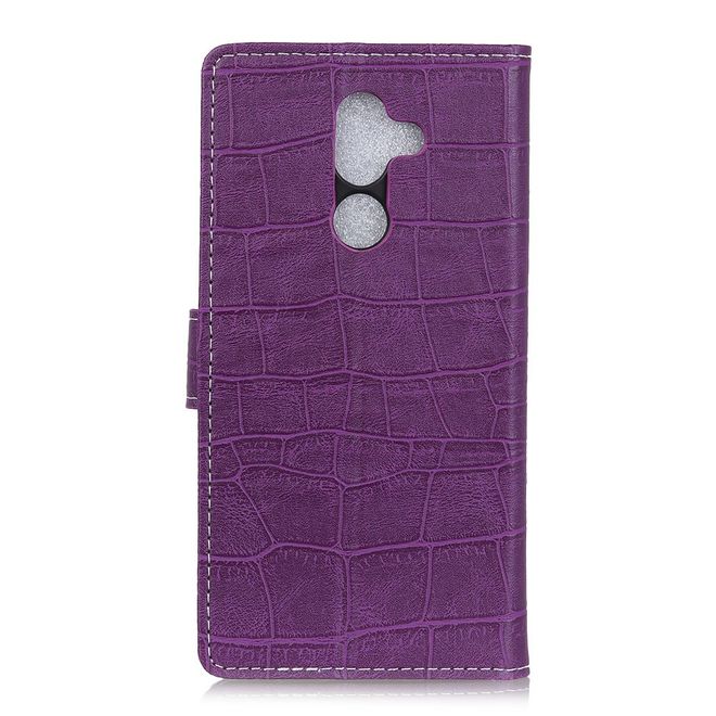 Alcatel 3X Handy Hülle - Case aus Leder - mit Krokodiltextur und Standfunktion - purpur