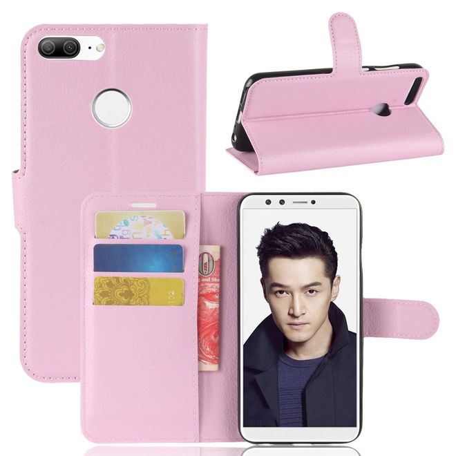 Huawei Honor 9 Lite Handyhülle - Litchi Leder Series Case - pink