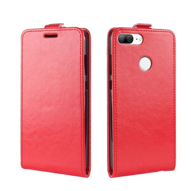 Huawei Honor 9 Lite Handy Hülle - Crazy Horse Flip Leder Series Case - rot