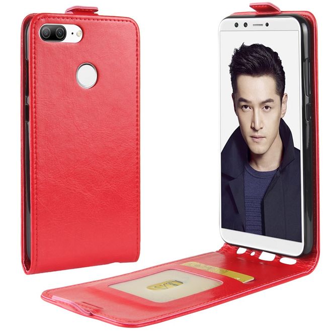 Huawei Honor 9 Lite Handy Hülle - Crazy Horse Flip Leder Series Case - rot