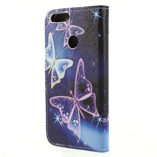 Huawei Honor 9 Lite Handyhülle - Leder Image Series Case - leuchtende Schmetterlinge