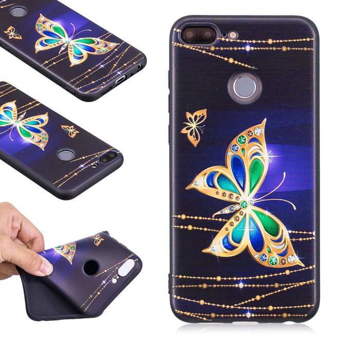 Huawei Honor 9 Lite Handyhülle - Softcase Image Plastik Series - goldene Schmetterlinge