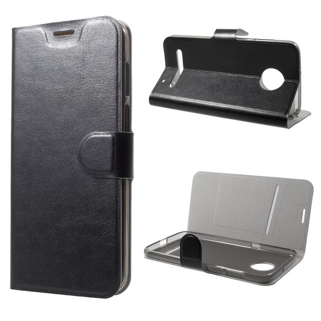 Motorola Moto Z3 Play Handy Hülle - Crazy Horse Leder Case - schwarz