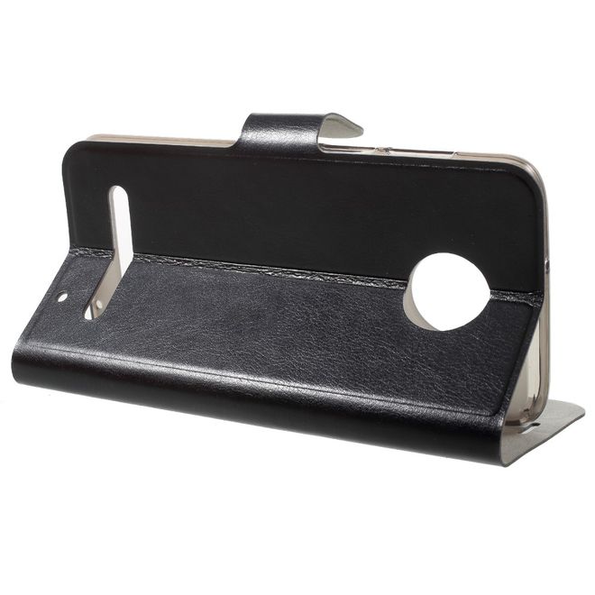 Motorola Moto Z3 Play Handy Hülle - Crazy Horse Leder Case - schwarz