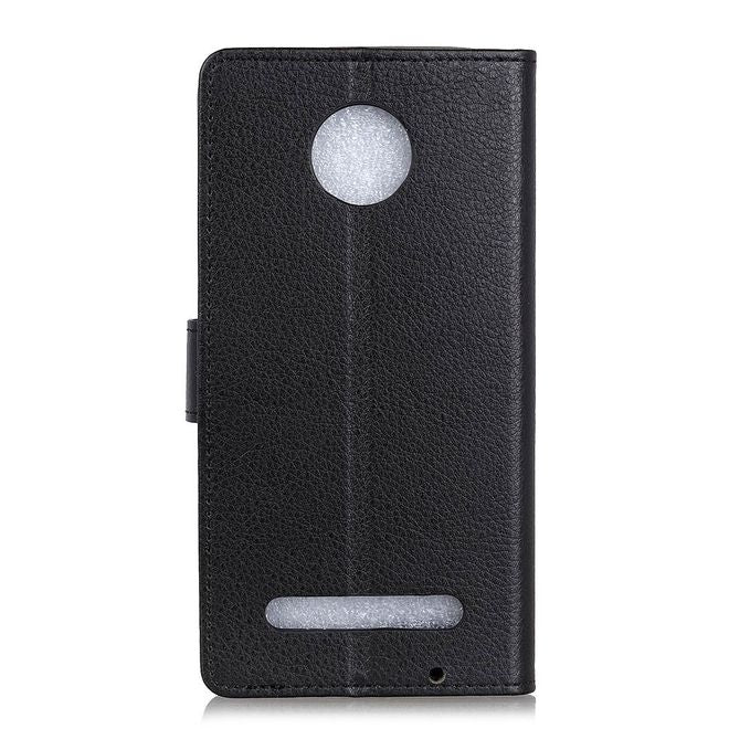Motorola Moto Z3 Play Handy Hülle - Litchi Leder Bookcover Series - schwarz