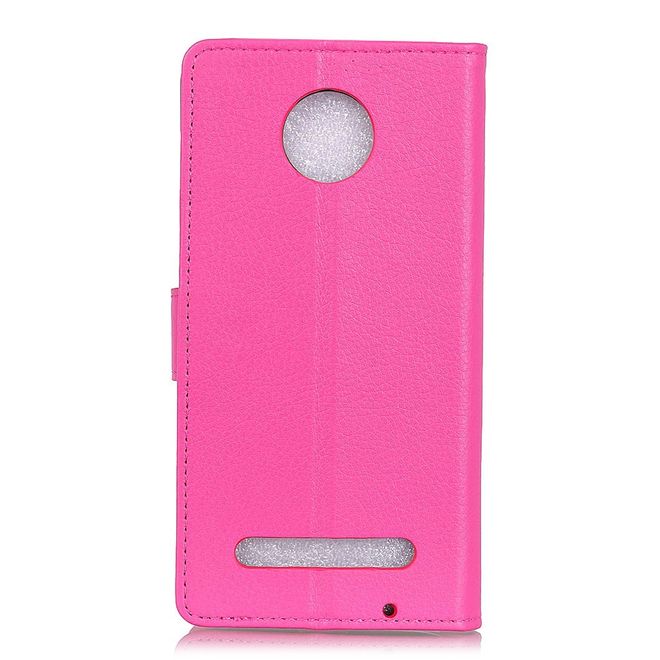 Motorola Moto Z3 Play Handy Hülle - Litchi Leder Bookcover Series - rosa