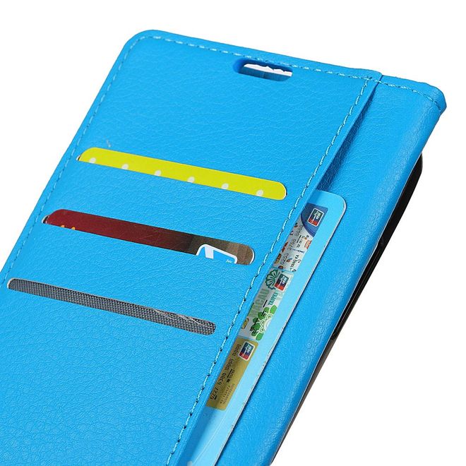 Motorola Moto Z3 Play Handy Hülle - Litchi Leder Bookcover Series - blau