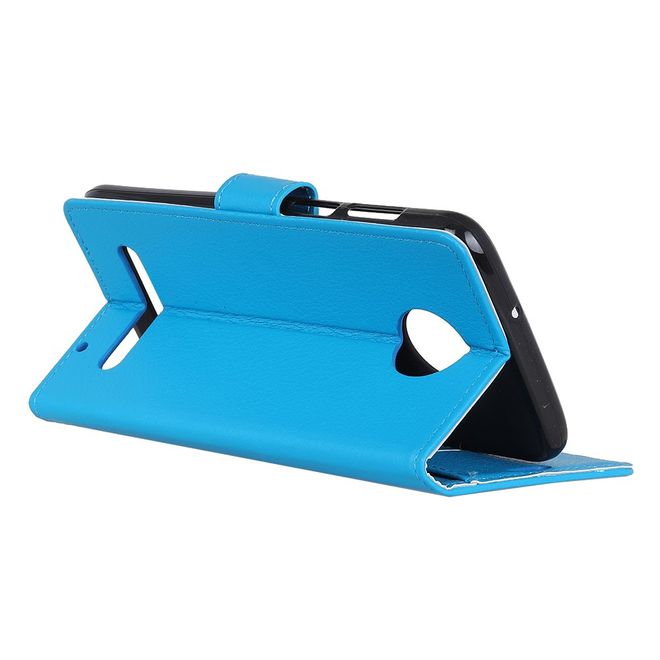 Motorola Moto Z3 Play Handy Hülle - Litchi Leder Bookcover Series - blau