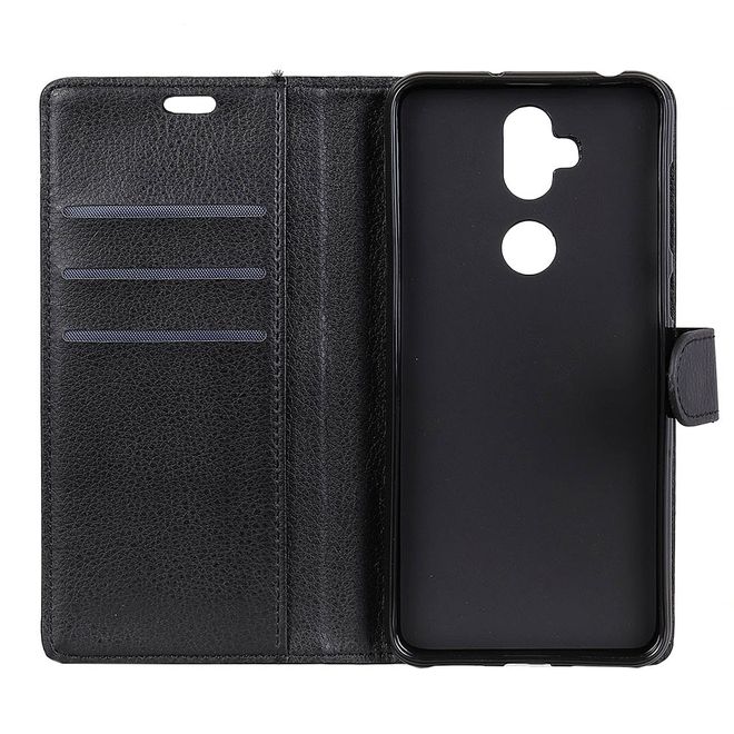 Asus Zenfone 5 Lite (ZC600KL) Handy Hülle - Litchi Leder Bookcover Series - schwarz