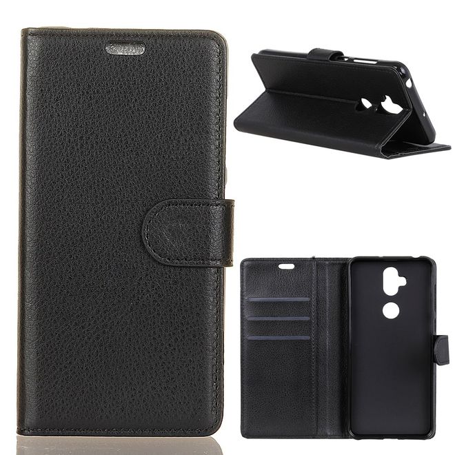 Asus Zenfone 5 Lite (ZC600KL) Handy Hülle - Litchi Leder Bookcover Series - schwarz