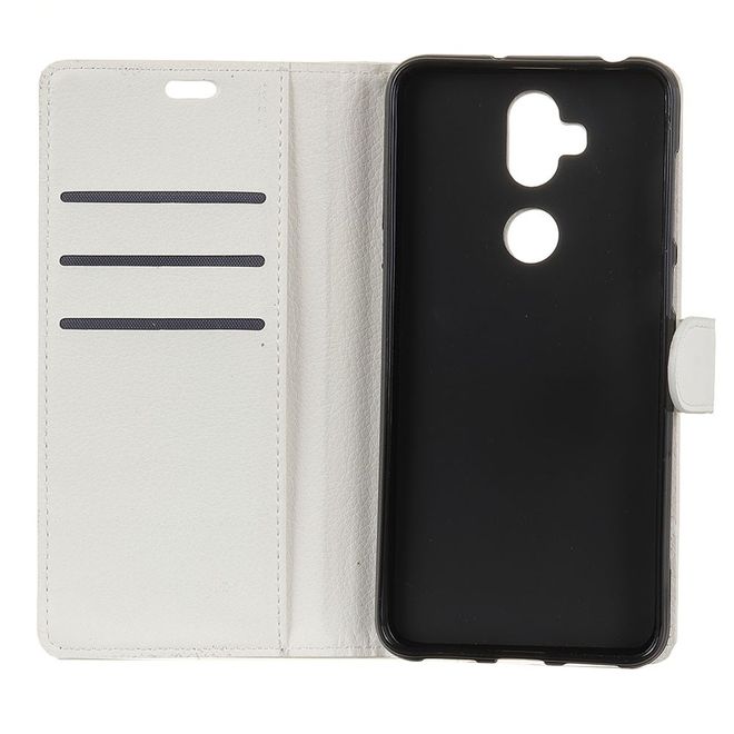 Asus Zenfone 5 Lite (ZC600KL) Handy Hülle - Litchi Leder Bookcover Series - weiss